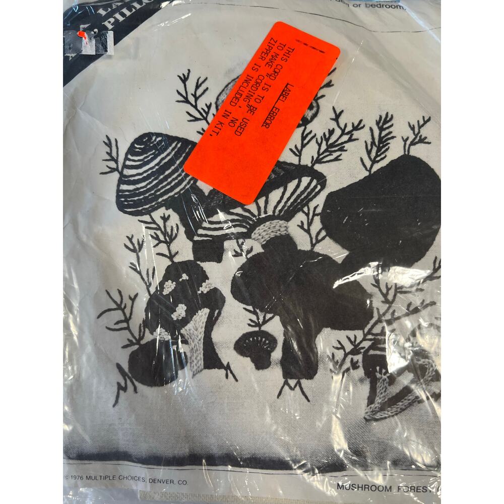 1976 Crewel Mushroom 17” Pillow Kit Unopened